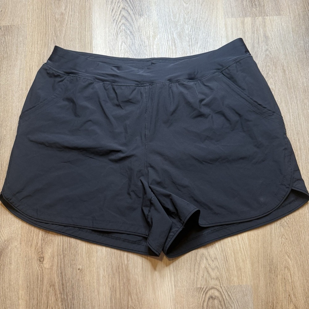 Womens Lands End Lined Black Athletic Shorts Size 24W EUC